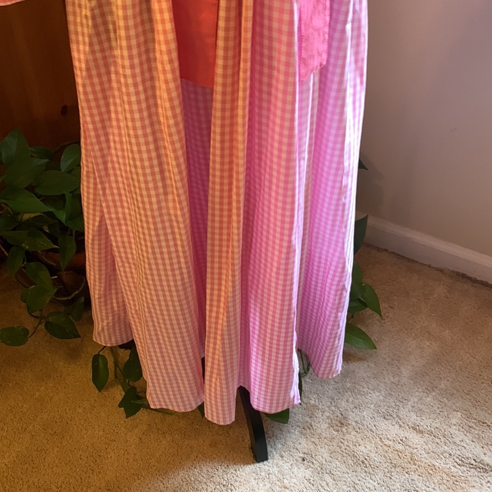 🌹Elegant Maxi Pink & White Long Sleeve Long Shirt Dress with Bow - Picture 6 of 10